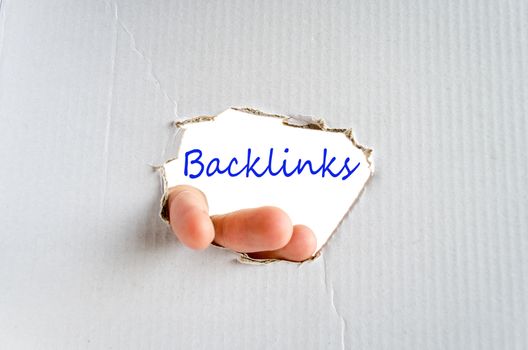 Hand on the cardboard background backlinks concept