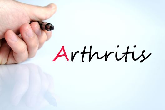 Pen in the hand isolated over white background arthritis concept