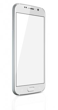 White Pearl Smartphone with blank screen on white background