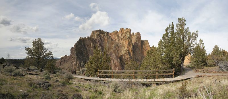 Hiking Trails at Smith Rock State Park in Terrebonne Oregon Panorama