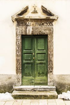 italian door in a small village, Italy