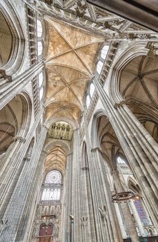 ROUEN, FRANCE - JUNE 14, 2014: Interior of Rouen Cathedral (Notre-Dame, 1202 - 1880). Rouen in northern France on River Seine - capital of Upper Normandy region and historic capital city of Normandy.