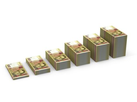 3d illustration stacks of banknotes. Expansion of deposits concept.