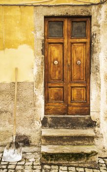 italian door in a small village, Italy