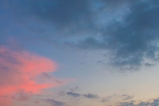 Clouds on blue sky background at sundown