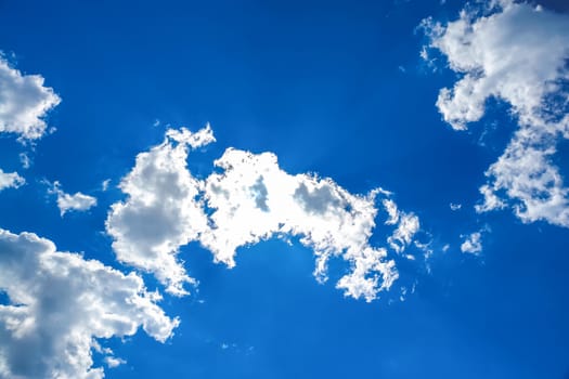 White clouds on blue sky background
