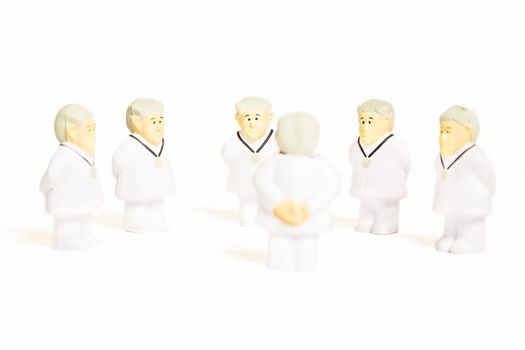 Doctors characters on white background. Medical negotiation or consulting concept