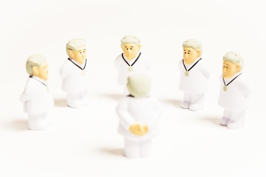 Doctors characters on white background. Medical negotiation or consulting concept