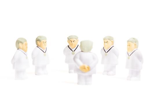 Doctors characters on white background. Medical negotiation or consulting concept