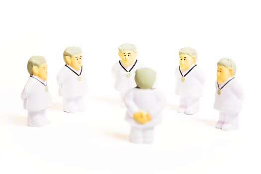 Doctors characters on white background. Medical negotiation or consulting concept