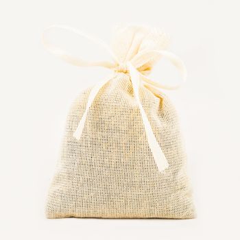 Textile sachet pouch on white background