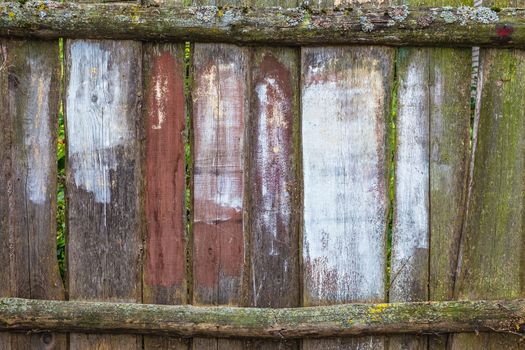 Old wooden fence with vertical planks for background or texture