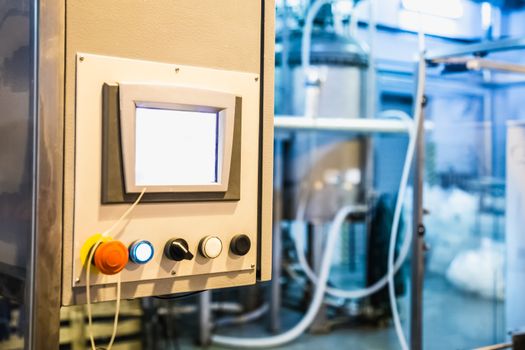 Control panel on manufacture. Pharmaceutical and chemical industry
