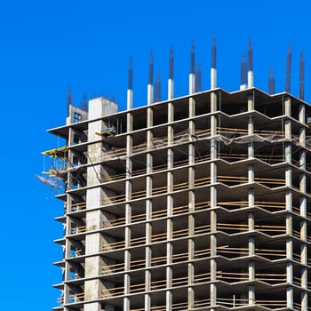Building construction on blue sky background