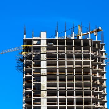 Building construction on blue sky background