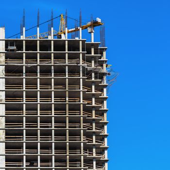 Building construction on blue sky background