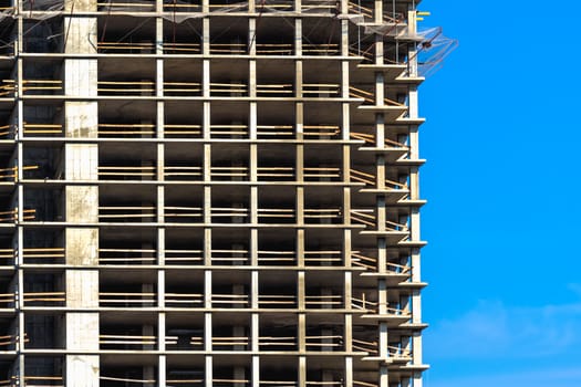 Building construction on blue sky background