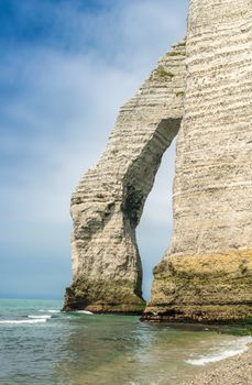 Chalk cliffs at Cote d'Albatre. Etretat, France.