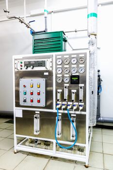 Control panel equipment on water conditioning or distillation room on pharmaceutical industry or chemical plant