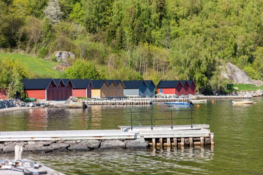 scenic landscapes of the northern Norwegian fjords. marina and docks