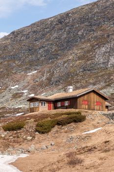 The Small Norwegian houses in Norway mountain.