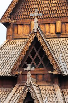 The Norway old  wooden church and cemetery 