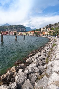 Panorama of the harbor, Lake Garda, Italy