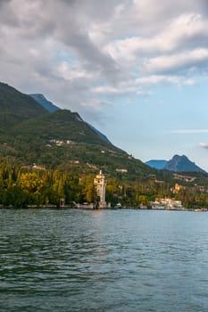 The marina, docks and castle on Garda Lake, Italy