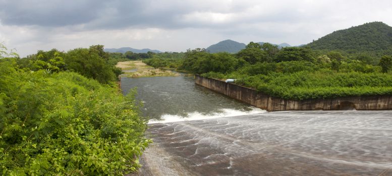 Spillway in the reservoir of Prachuapkirikhan, Thailand.