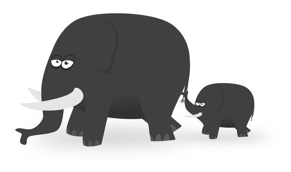 Illustration of a parent elephant and Calf
