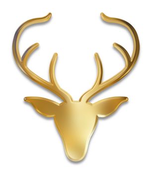 Illustration of an isolated golden deer head