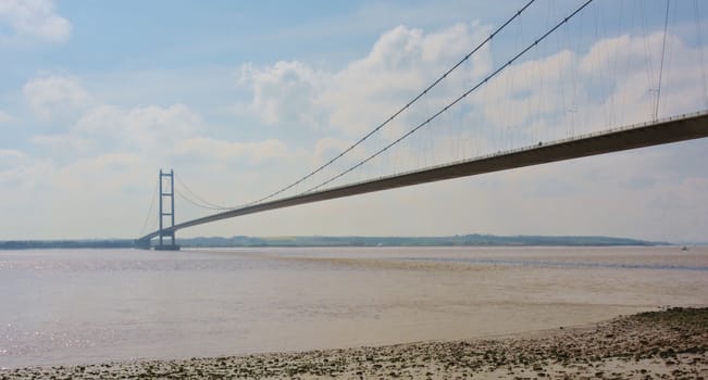 An image of the Humber Suspension Bridge in Yorkshire, England.