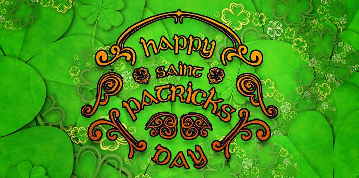 patricks day greeting against shamrock pattern