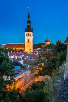 Talinn Old Town and Saint Nicholas (Niguliste) Church in the Evening, Tallinn, Estonia