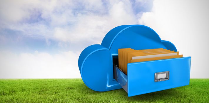 Cloud computing drawer against green field