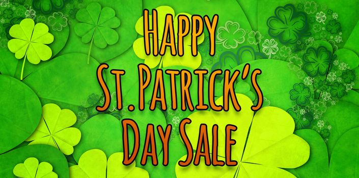 happy st patricks day sale against shamrock pattern