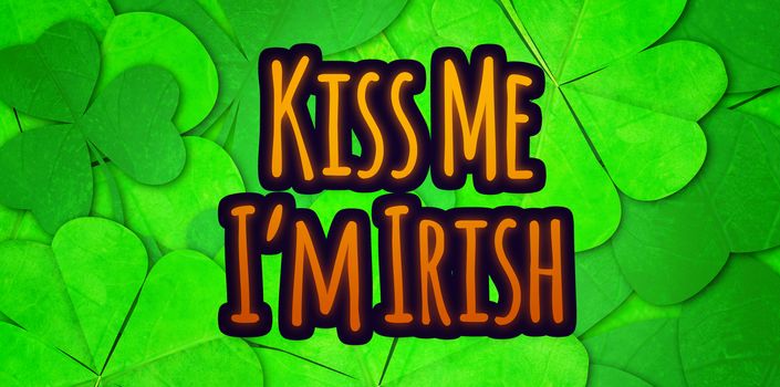 kiss me im irish against shamrock pattern