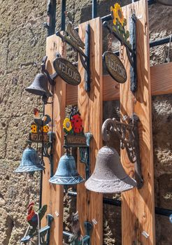 Classic Door Bells on the brick wall background