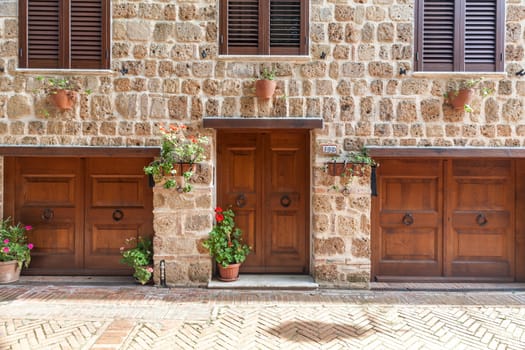 italian facade in tuscan village Pitigliano,Italy, Europe