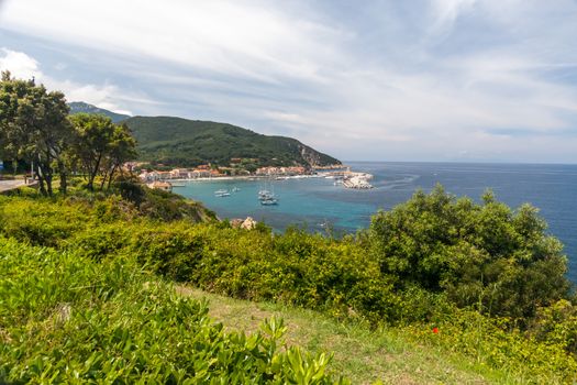 The village of Marciana Marina on Elba island. Coast in Tuscany, Italy