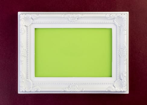 White Frame on dark red with green for your copy