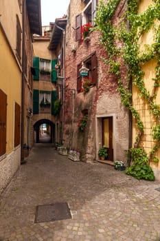 The typical Italian courtyard in Garda. Italy