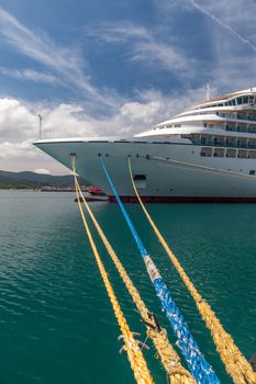 Big cruise ship docked in the port