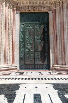 The antique doors to the old church