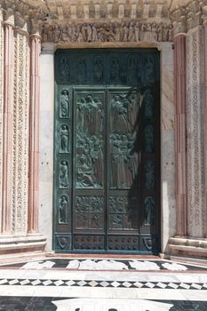 The old antique doors to the church