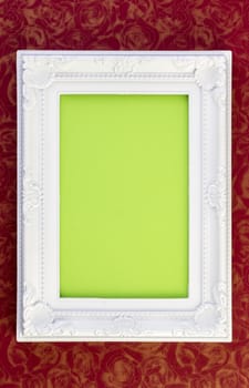 White Frame on dark red with green for your copy