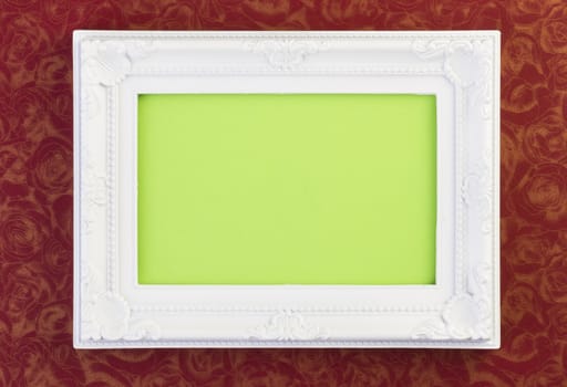 White Frame on dark red with green for your copy