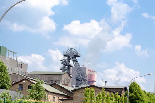 Winding tower of an old mine. The mine is still in operation.