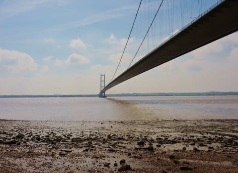 The Humber Suspension bridge in Yorkshire, England.