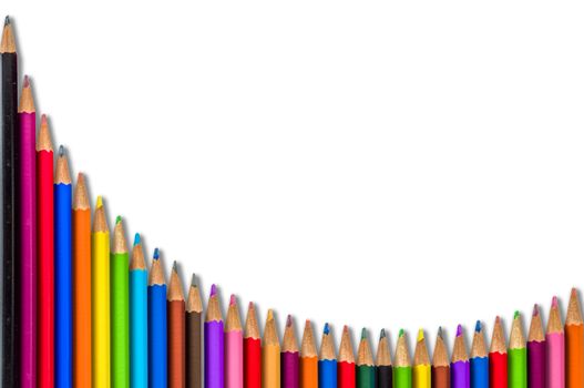 Education Image Of A Collection Of Colored Pencils Arranged In A Curve With Room For Your Text
